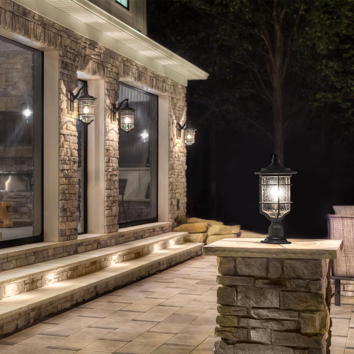 Nautical Elegance Distressed Black Wall Lantern