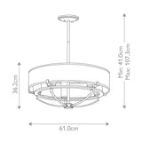 Saldana Classic Pewter 5-Light Drum Chandelier with Organza Shade