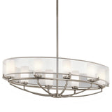 Saldana Classic Pewter 8-Light Drum Pendant Chandelier with White Organza Shades