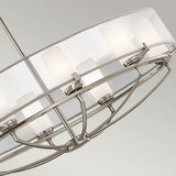 Saldana Classic Pewter 8-Light Drum Pendant Chandelier with White Organza Shades