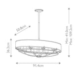 Saldana Classic Pewter 8-Light Drum Pendant Chandelier with White Organza Shades