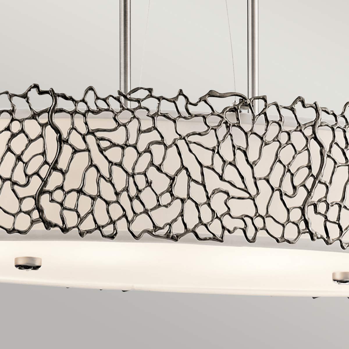 Classic Pewter Coral-Inspired Island Chandelier - 4 Light Pendant Fixture