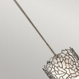 Silver Coral Inspired Pewter Pendant Light with Etched Glass Shade
