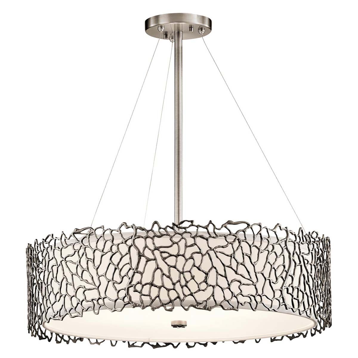 Nickel Coral-Inspired Pewter Pendant Ceiling Light