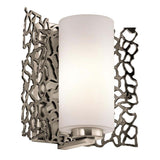 Elegant Pewter Coral Wall Sconce with White Glass Shade