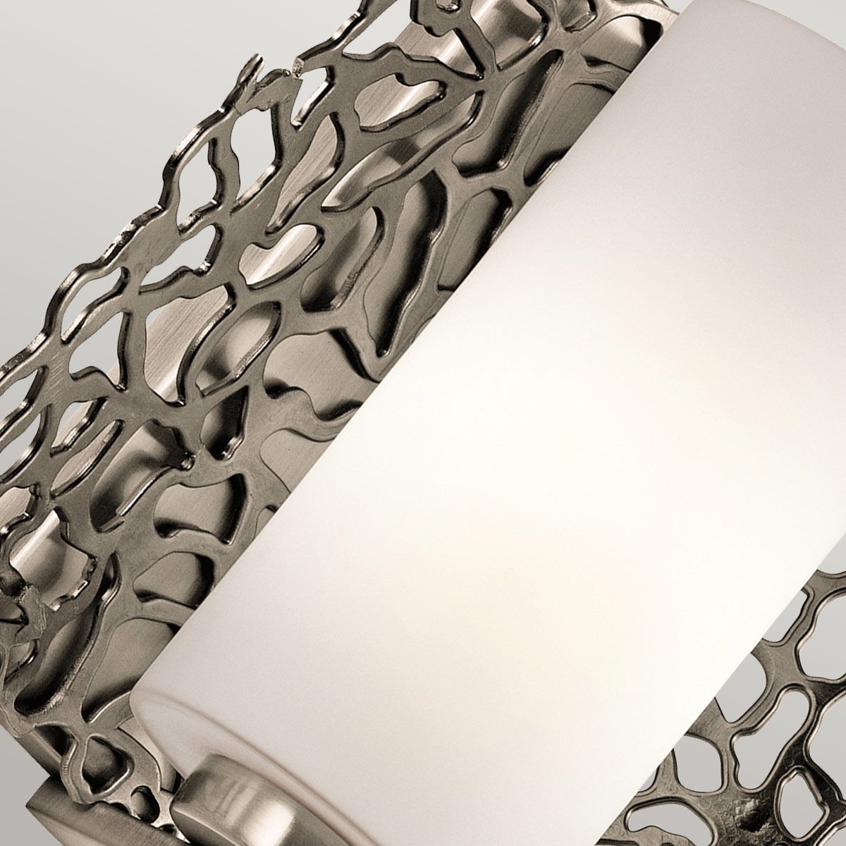 Elegant Pewter Coral Wall Sconce with White Glass Shade