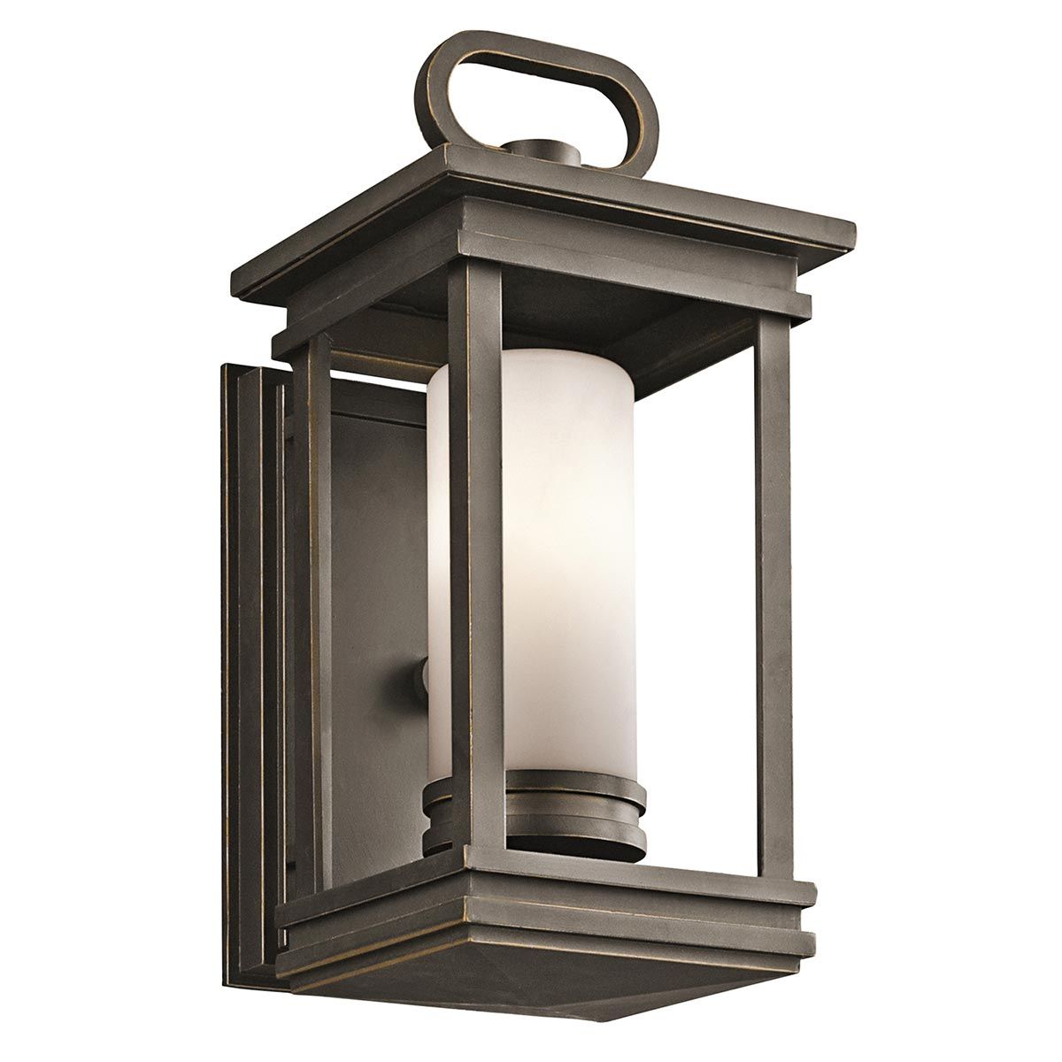 South Hope Rustic Bronze Wall Lantern with Opal Glass Shade
