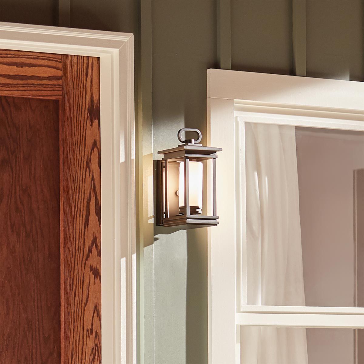 South Hope Rustic Bronze Wall Lantern with Opal Glass Shade