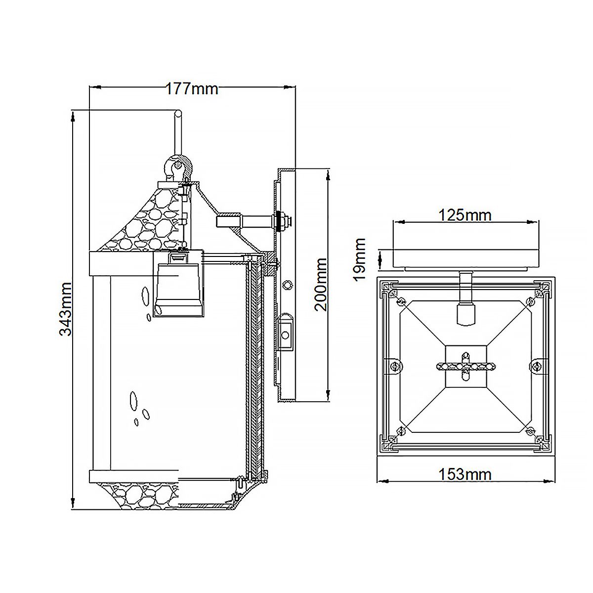 Springfield Distressed Black Outdoor Wall Lantern