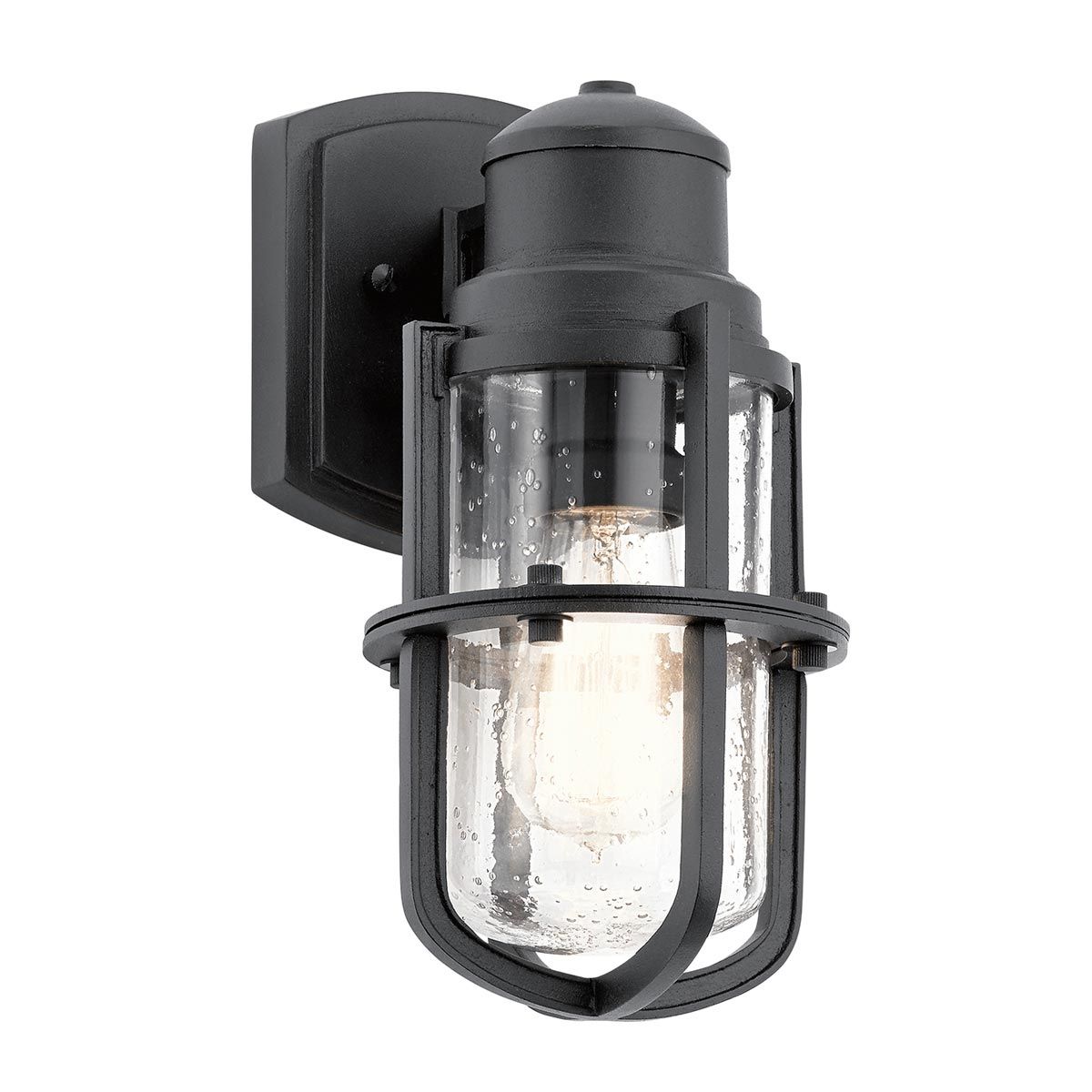 Suri Coastal Collection: Textured Black Outdoor Wall Lantern
