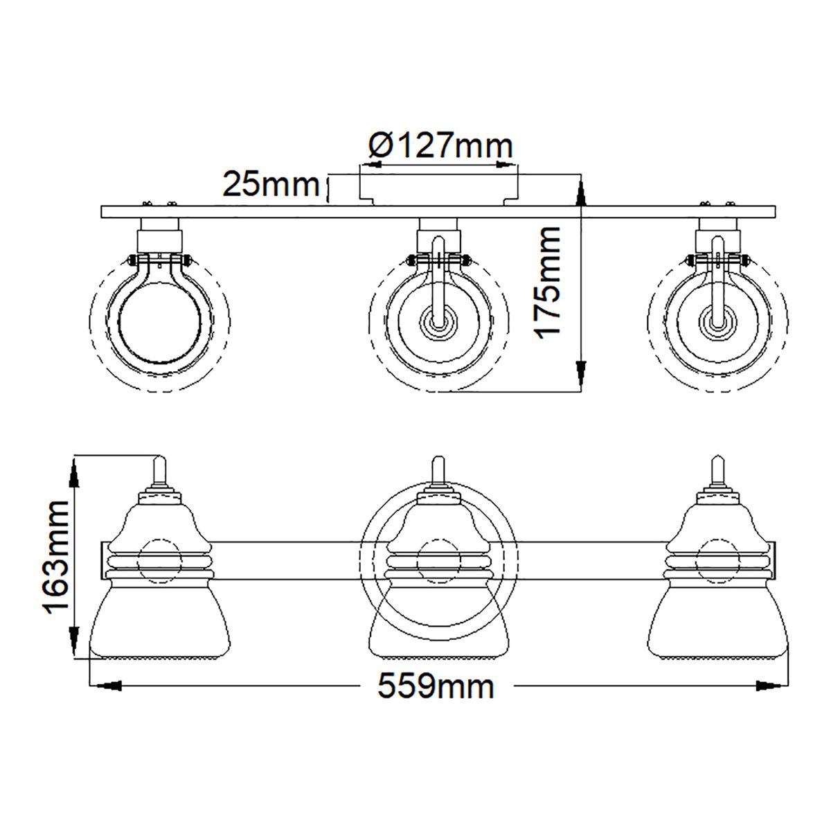 Talland Triple Light Vintage Wall Fixture in Polished Chrome