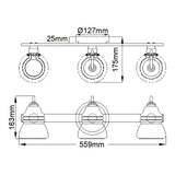 Talland Triple Light Vintage Wall Fixture in Polished Chrome