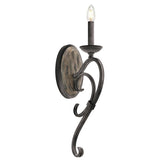 Taulbee Elegant Wall Light in Weathered Zinc and Grey Wood Veneer