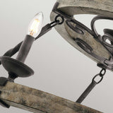 Taulbee 15-Light Weathered Zinc and Wood Chandelier