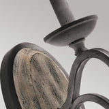 Taulbee Elegant Wall Light in Weathered Zinc and Grey Wood Veneer