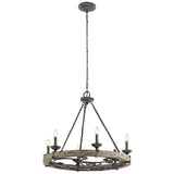 Taulbee Rustic Elegance 6-Light Chandelier in Weathered Zinc and Grey Wood