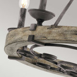 Taulbee Rustic Elegance 6-Light Chandelier in Weathered Zinc and Grey Wood