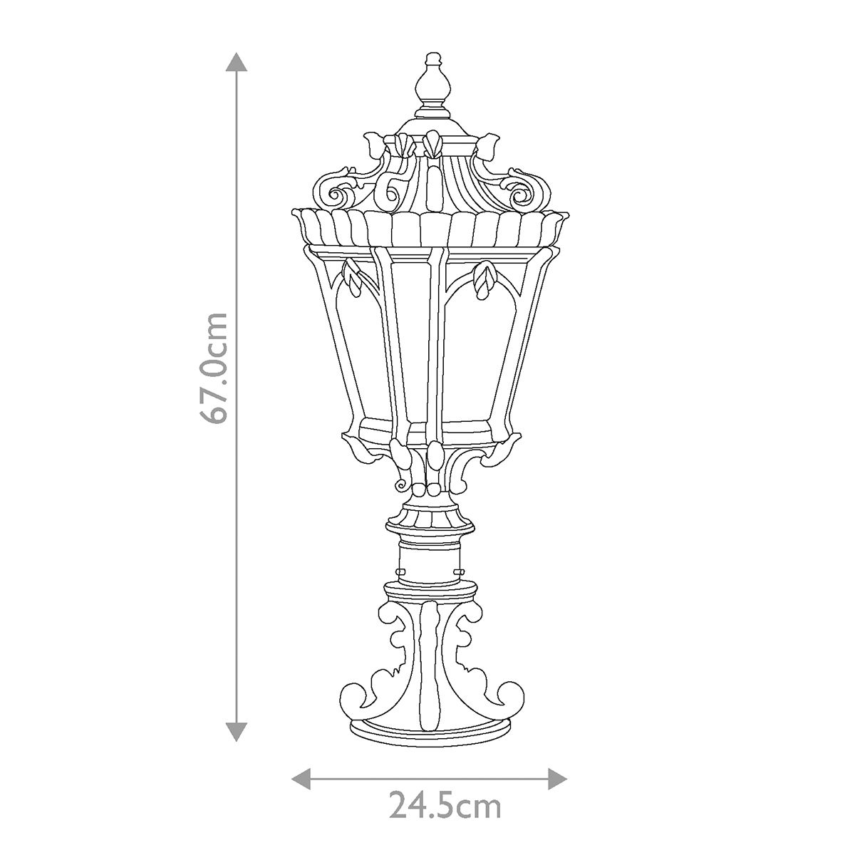 Tournai Georgian Gothic Cast Aluminium Outdoor Lantern Pedestal