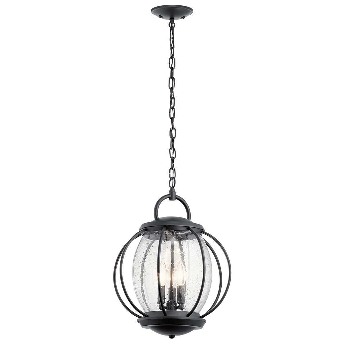 Vandalia Textured Black Globe Chain Lantern