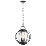 Vandalia Textured Black Globe Chain Lantern
