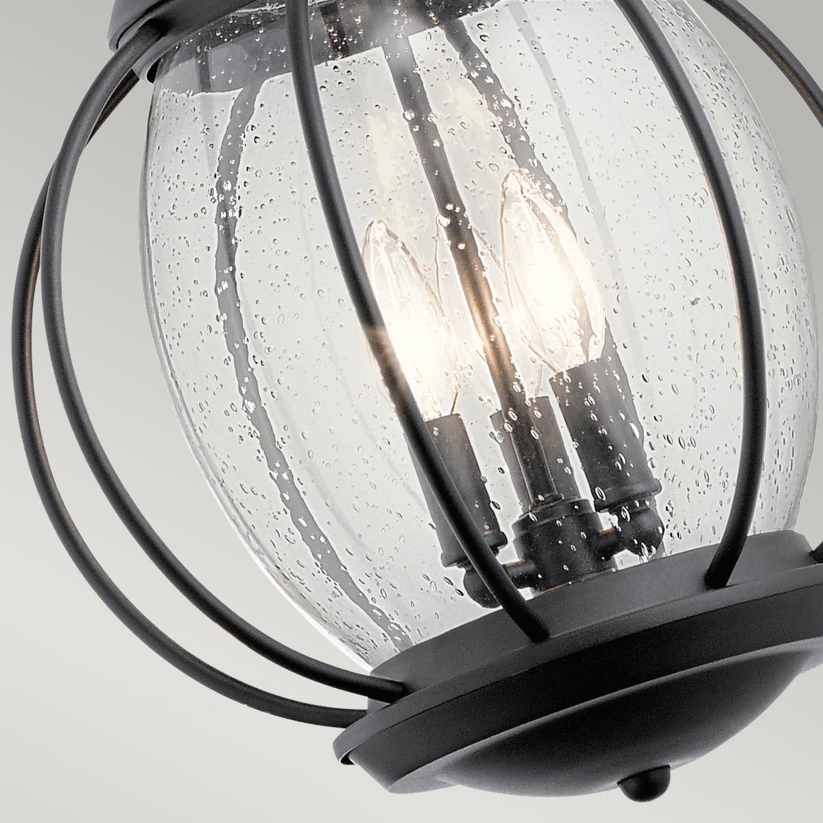 Vandalia Textured Black Globe Chain Lantern