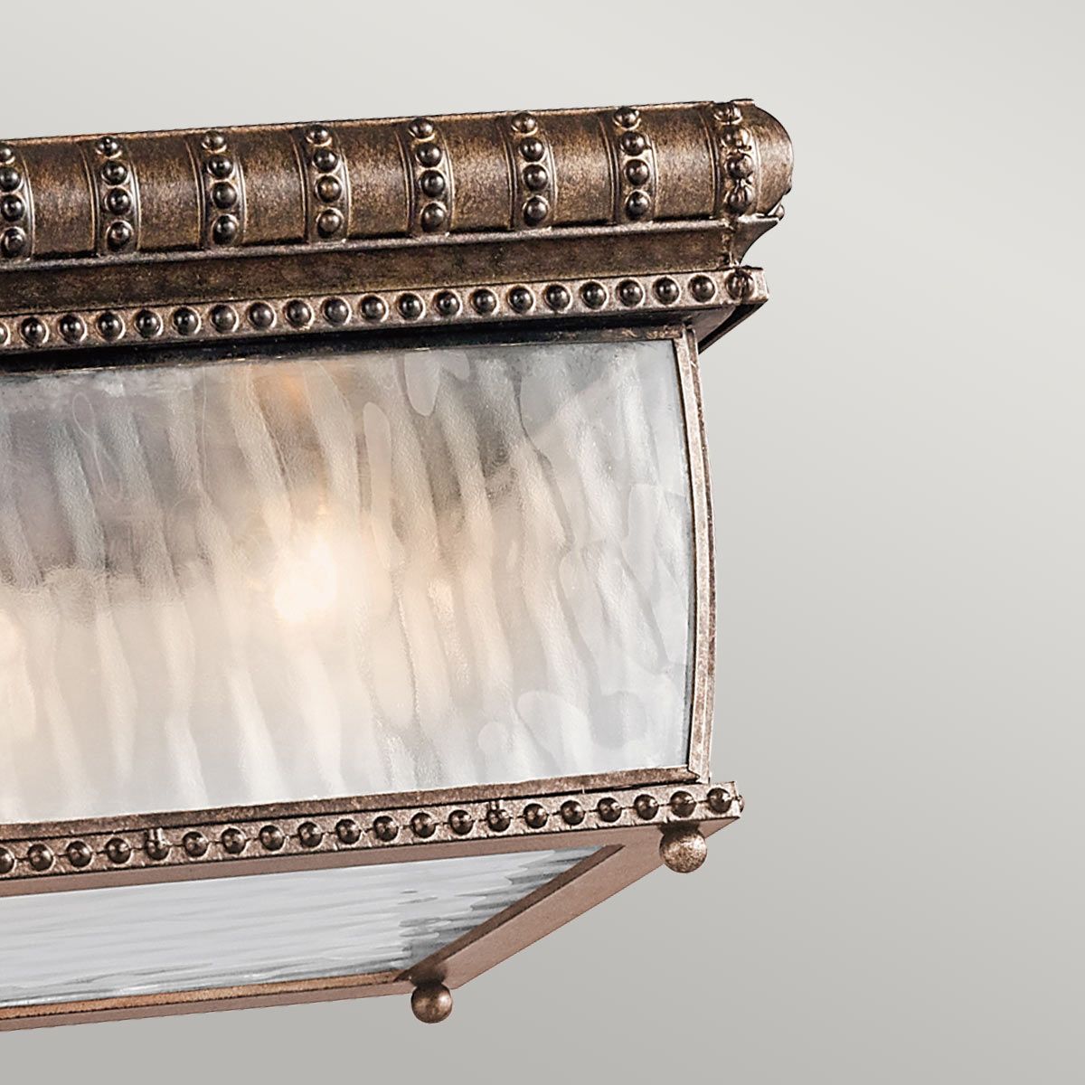 Venetian Rain Brushed Bronze Flush Mount Lantern
