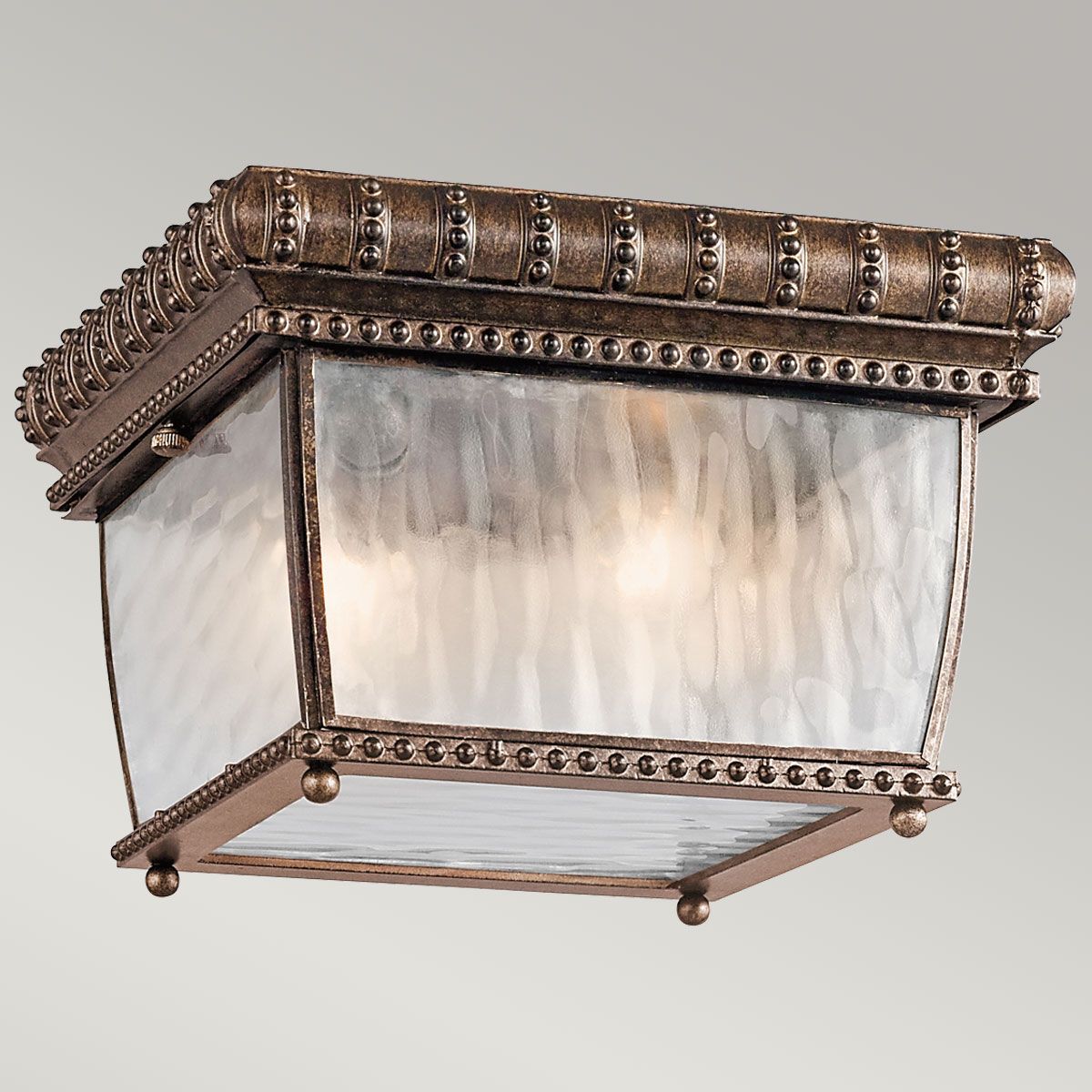 Venetian Rain Brushed Bronze Flush Mount Lantern