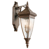 Venetian Rain Brushed Bronze Outdoor Wall Lantern with Triple Bulb Fixture