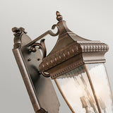 Venetian Rain Brushed Bronze Outdoor Wall Lantern with Triple Bulb Fixture