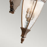 Venetian Rain Brushed Bronze Outdoor Wall Lantern with Triple Bulb Fixture