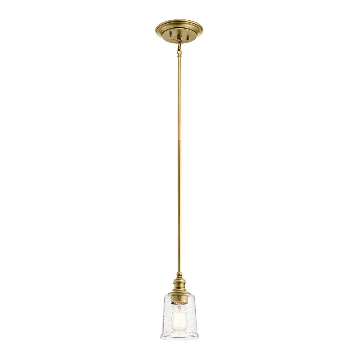 Vintage Brass Mini Pendant Light with Seeded Glass Shade - Waverly Collection