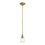Vintage Brass Mini Pendant Light with Seeded Glass Shade - Waverly Collection