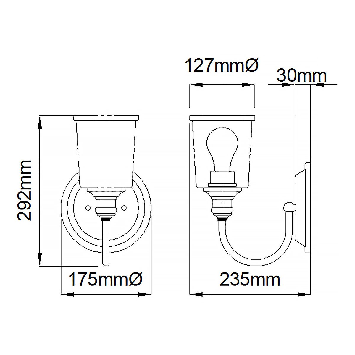 Waverly Single Wall Sconce - Timeless Pewter Finish