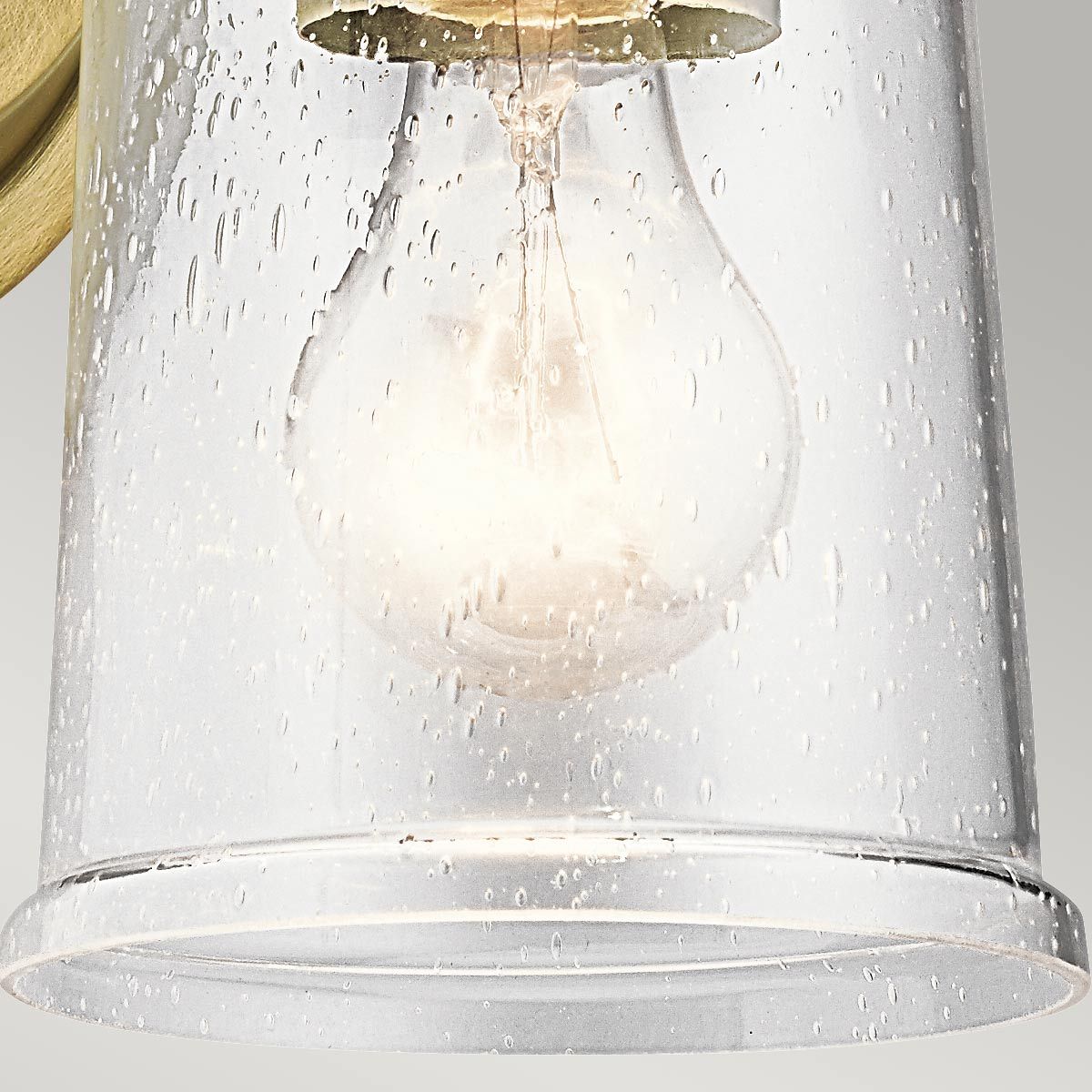 Waverly Vintage Brass Wall Sconce with Seeded Glass