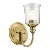 Waverly Vintage Brass Wall Sconce with Seeded Glass