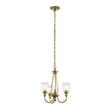 Waverly Collection Natural Brass 3-Light Chandelier with Seeded Glass