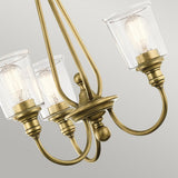 Waverly Collection Natural Brass 3-Light Chandelier with Seeded Glass