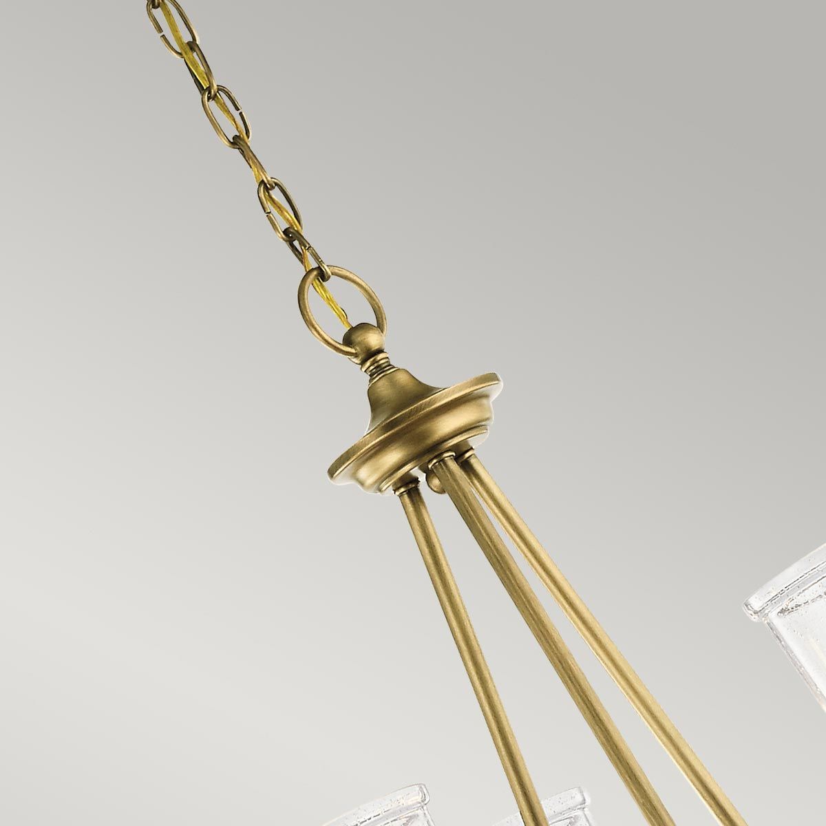 Waverly Collection Natural Brass 3-Light Chandelier with Seeded Glass