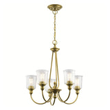 Waverly Radiant Brass Chandelier with Seeded Glass - 5 Light Fixture