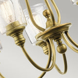 Waverly Radiant Brass Chandelier with Seeded Glass - 5 Light Fixture