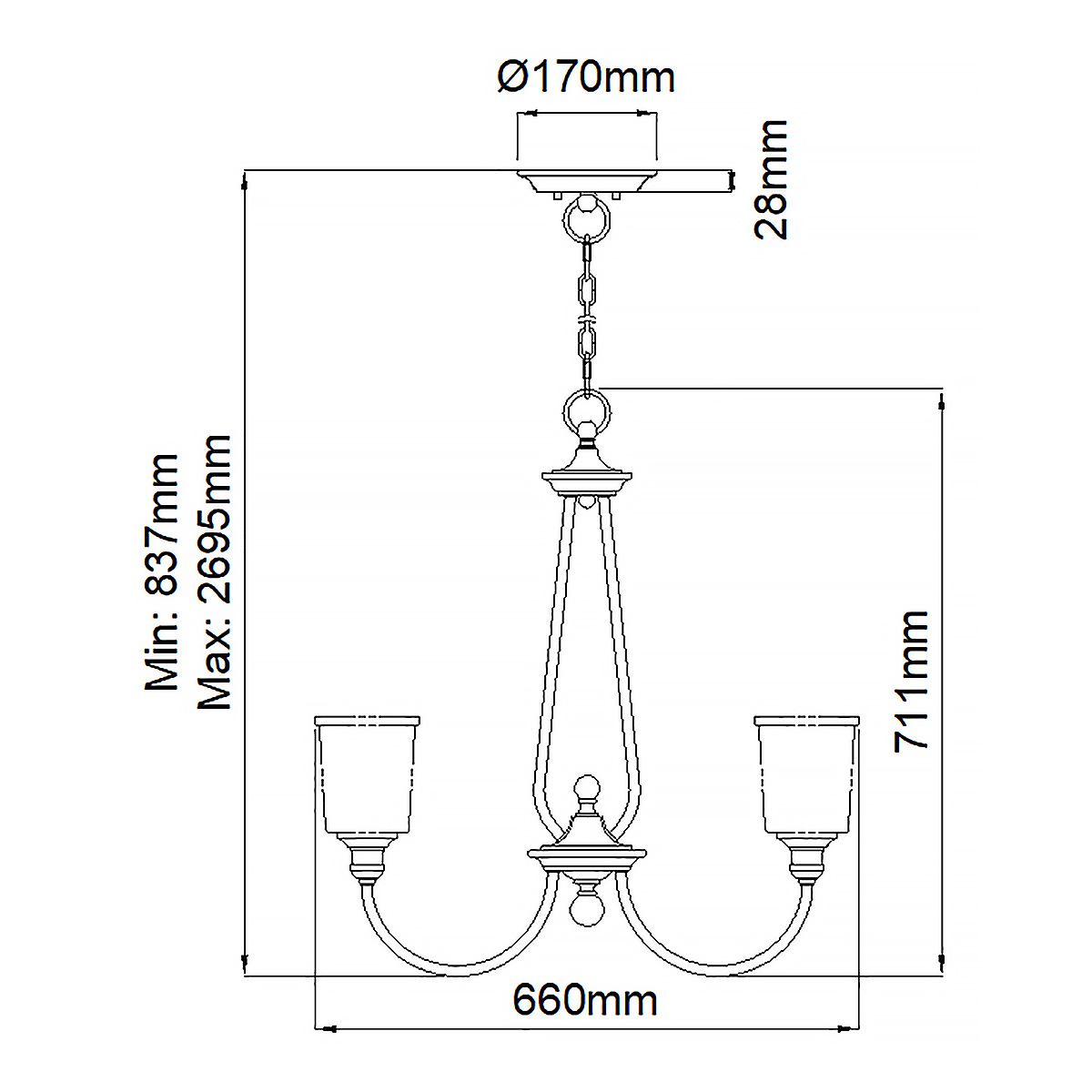 Waverly Radiant Brass Chandelier with Seeded Glass - 5 Light Fixture