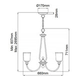 Waverly Radiant Brass Chandelier with Seeded Glass - 5 Light Fixture
