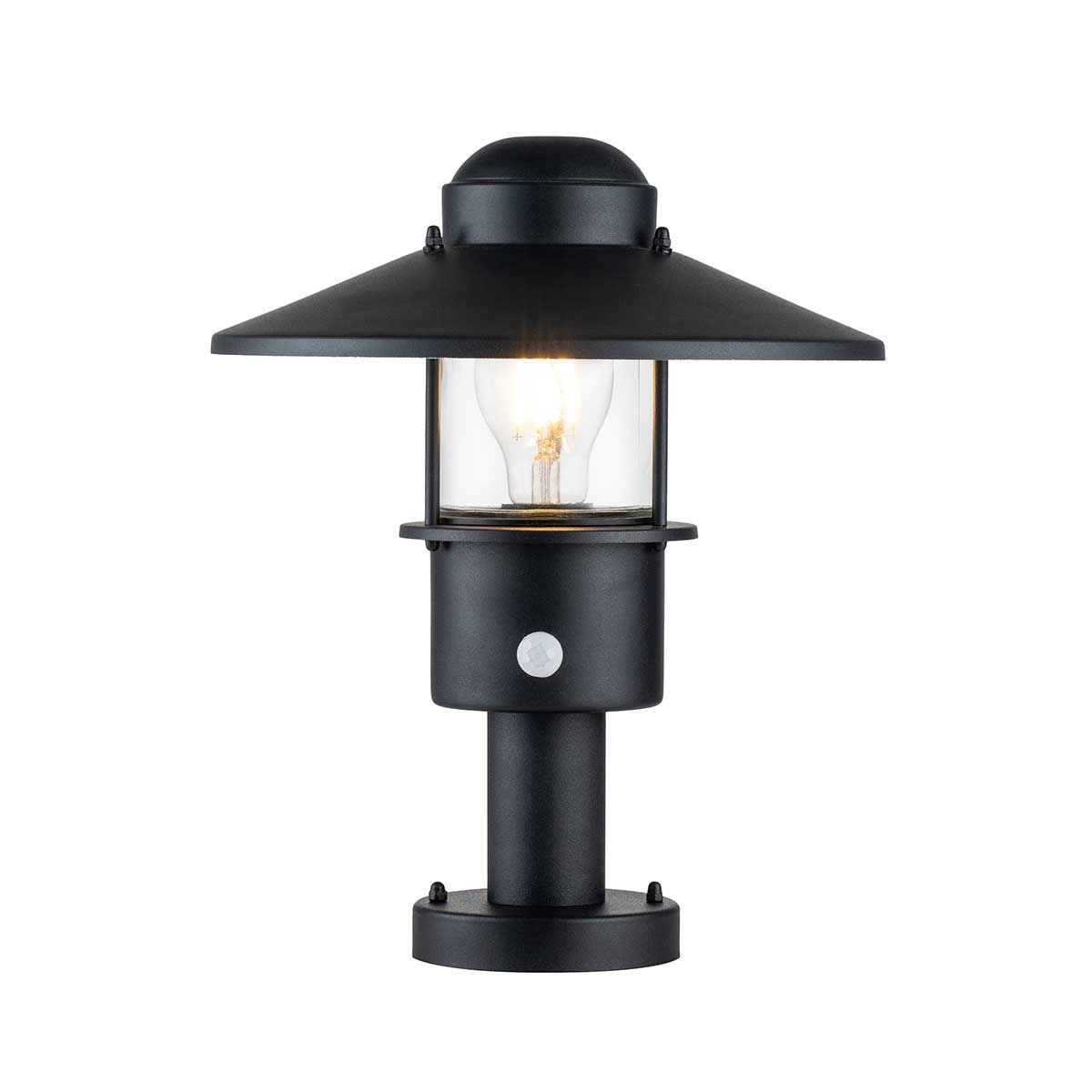 Klampenborg Black Outdoor Pedestal Lantern with PIR Sensor