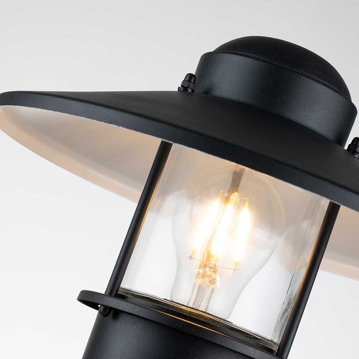 Klampenborg Black Outdoor Pedestal Lantern with PIR Sensor