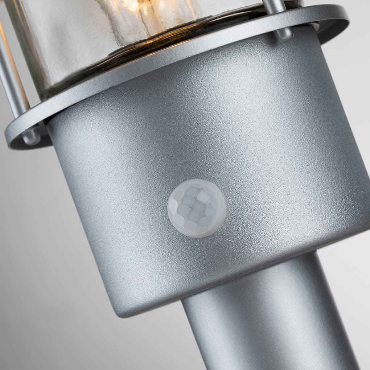 Klampenborg Outdoor Silver Pedestal Light with Motion Sensor