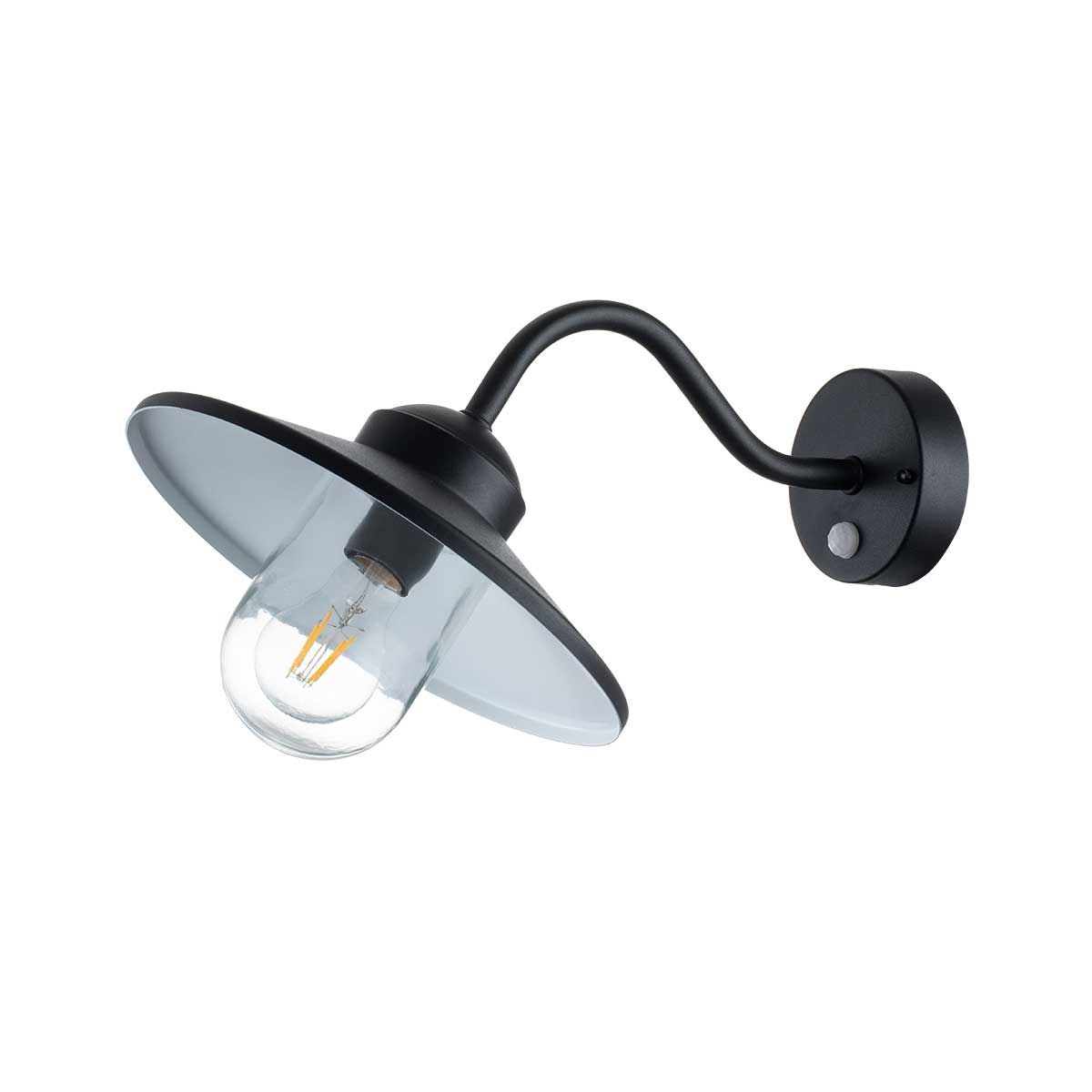 Klampenborg Black Swan Neck Outdoor Wall Lantern with Motion Sensor