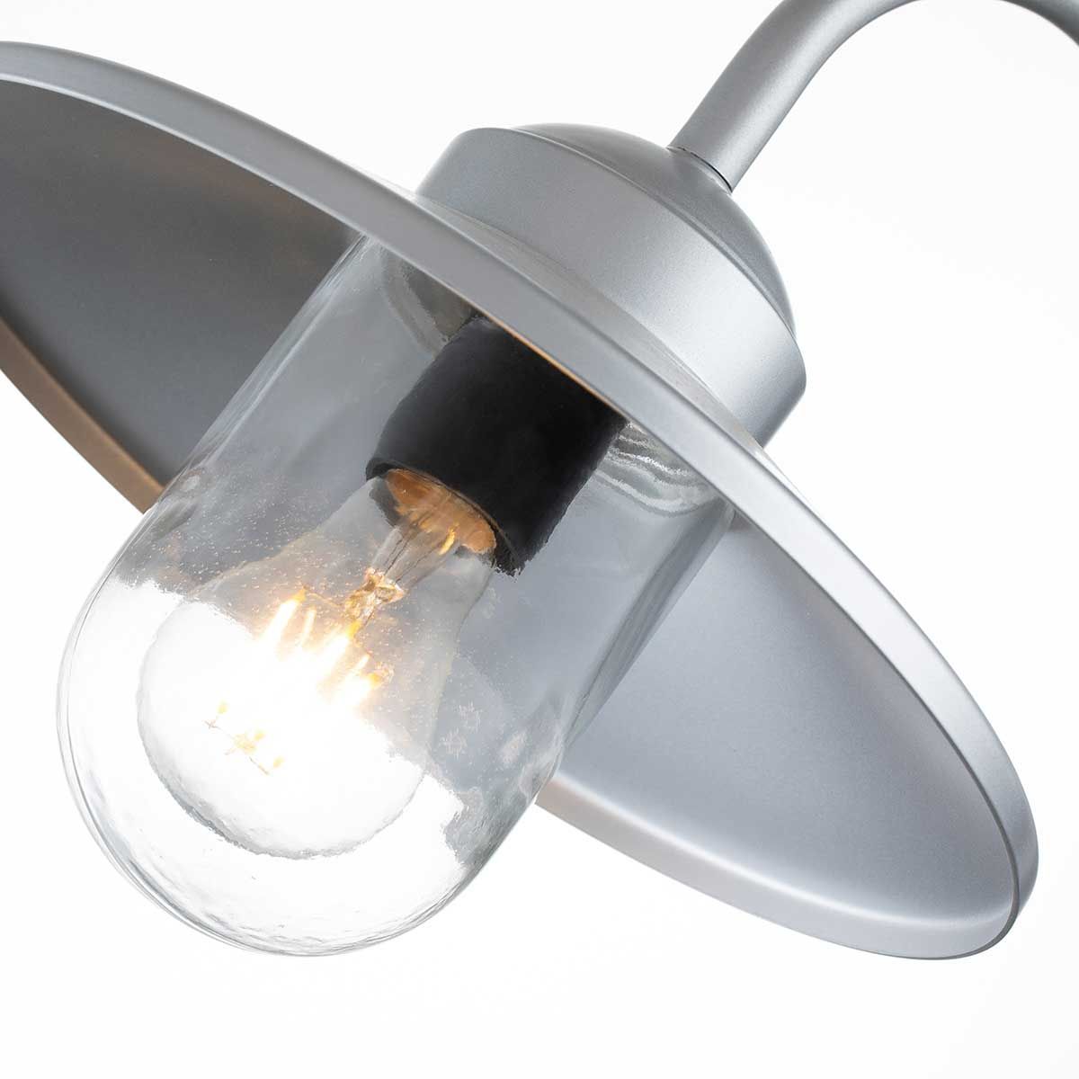 Klampenborg Silver Swan Neck Wall Lantern with PIR Sensor