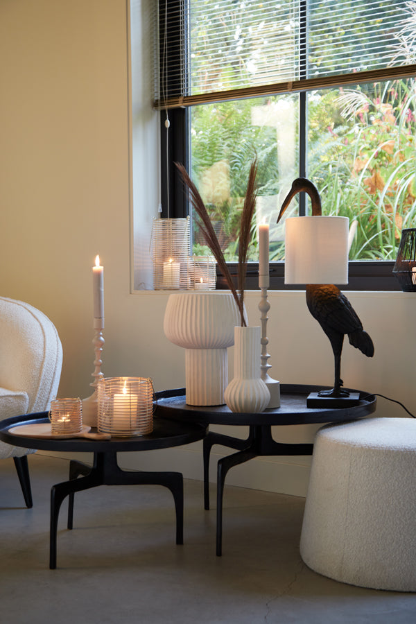 Elegant Tobias Black Nesting Coffee Tables - Set of 2 (Ø64x39 cm & Ø75x44 cm)
