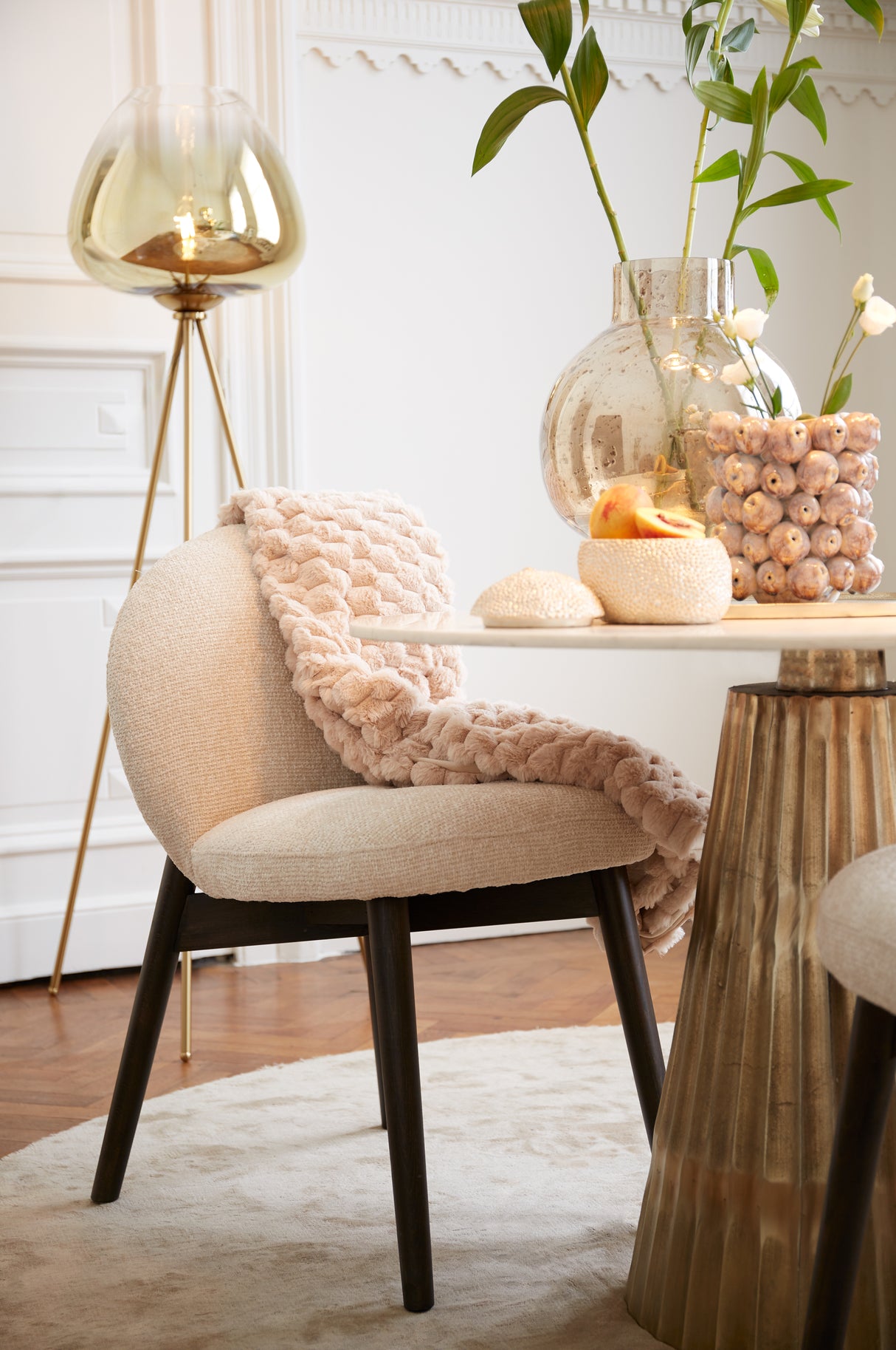 Elegant Gold-Clear Glass Tripod Floor Lamp 146 cm - Mayson Design