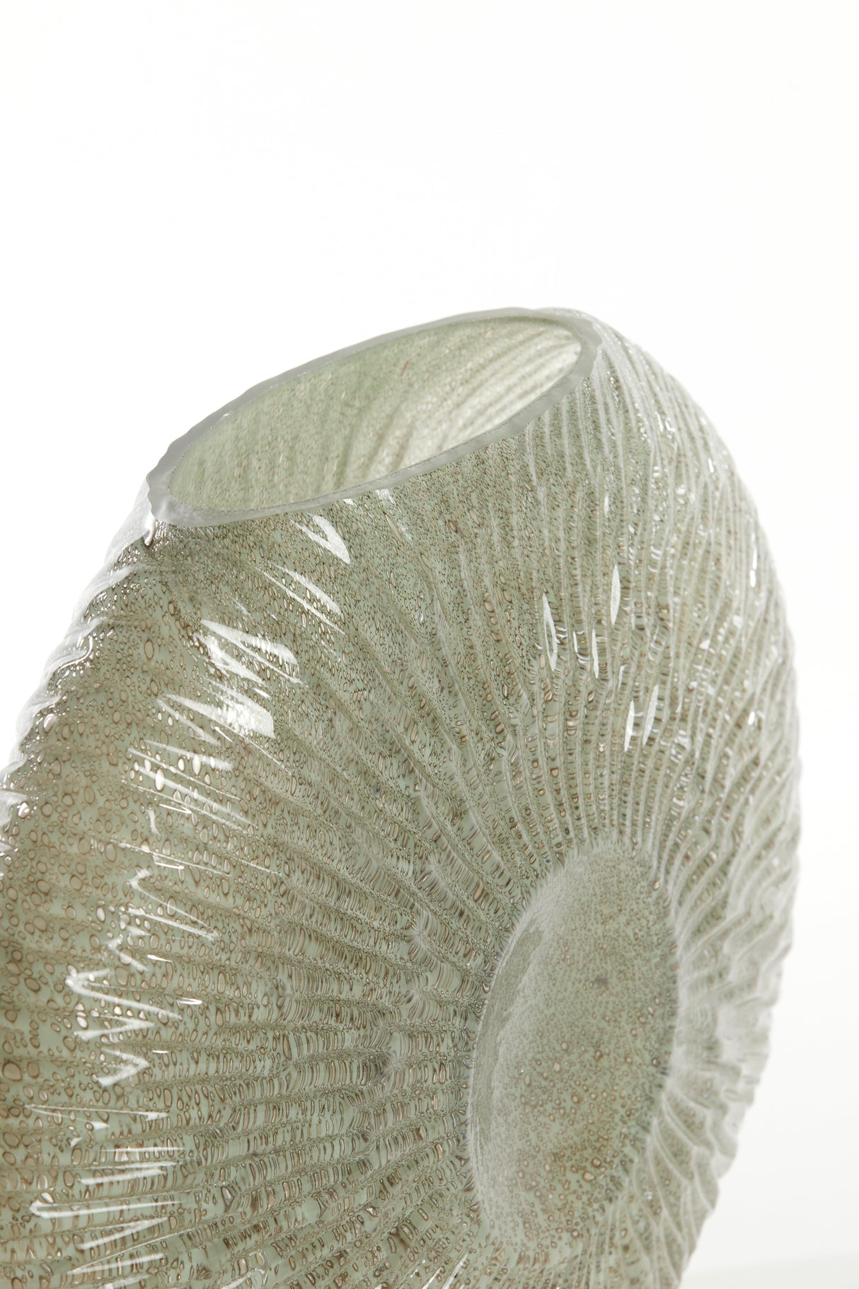 Elegant Shell-Inspired Grey-Green Vase 32.5x10x24 cm